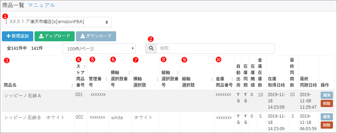 楽天】商品管理一覧の基本仕様 – シッピーノ｜マニュアル ・FAQ